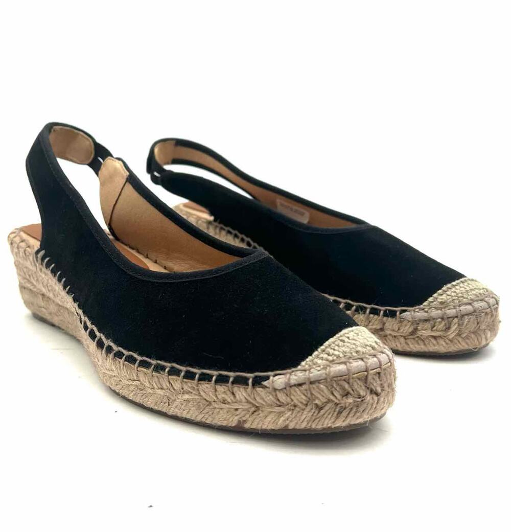 Patricia Green Size 7 Black/Cream Slingbacks Suede Designer Espadrilles